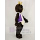 Dark Brown King Bear Mascot Costume in Purple Waistcoat