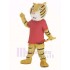 Glücklicher Tiger Maskottchen Kostüm im roten T-Shirt Tier