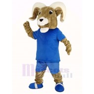 Sport Ram Mascot Costume with Blue T-shirt Animal