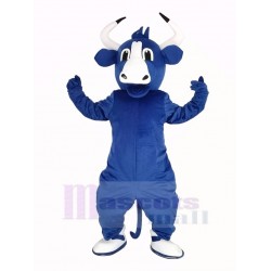 Happy Blue Bull Mascot Costume Animal