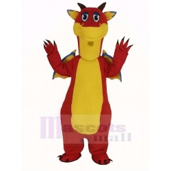 rouge Dragon Costume de mascotte aux ailes bleues Animal