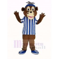 Baseball Cub Bear Mascot Costume in Striped T-shirt