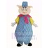Schwein Maskottchen Kostüm in blau-weiß gestreifter Kleidung Tier