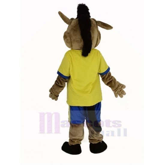 Broncho Horse Mascot Costume in Yellow T-Shirt