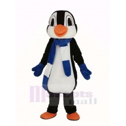 Penguin Mascot Costume with Blue and White Scarf Animal