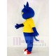 Azul gracioso Pete Gato Traje de la mascota con chaleco amarillo