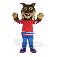 Canadian Lynx Mascot Costume with Red T-shirt