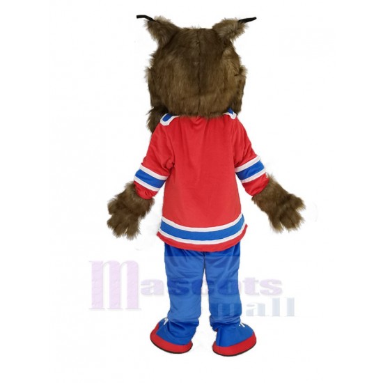 Canadian Lynx Mascot Costume with Red T-shirt