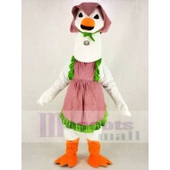 White Mother Goose Mascot Costume with Dress