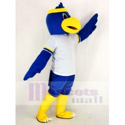 Cute Blue Falcon Mascot Costume with White T-shirt