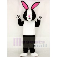 Black and White Bunny Rabbit Mascot Costume with Pink Ears