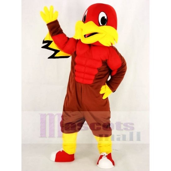 Cute Red Eagle Mascot Costume with Blue Eyes