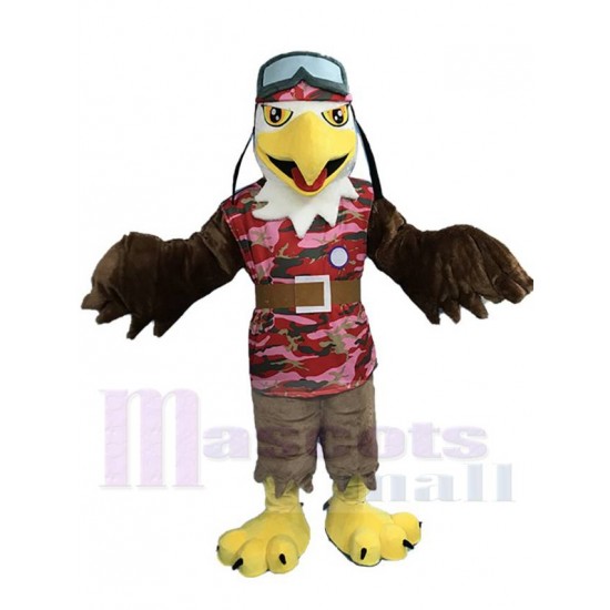Brown Pilot Eagle Mascot Costume in BDU Animal
