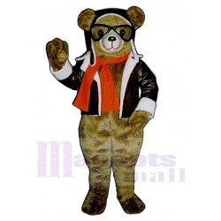 Brown Aviator Bear Mascot Costume Animal