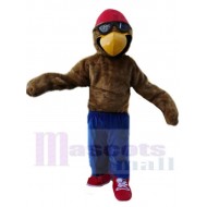 Pilot Eagle Mascot Costume with Red Hat Animal