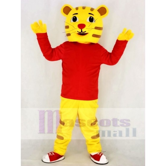 Lindo Daniel Tigre Disfraz de mascota en abrigo rojo