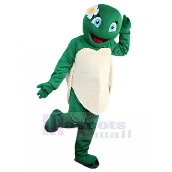 Grün Weibliche Schildkröte Maskottchen Kostüm mit beiger Schale Tier