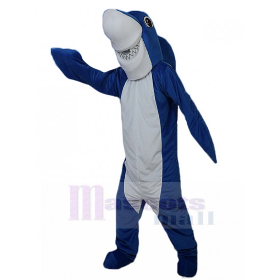 Grinsend Blauer Hai Maskottchen-Kostüm Tier