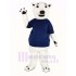 weißer Bär Maskottchen Kostüm mit blauem T-Shirt Tier