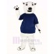 oso blanco Disfraz de mascota con camiseta azul Animal