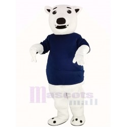 oso blanco Disfraz de mascota con camiseta azul Animal