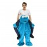 Piggy Back Carry Me Costume Blue Monster Elmo Ride on Halloween Christmas for Adult