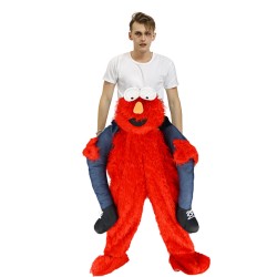 Piggy Back Carry Me Costume Red Monster Elmo Ride on Halloween Christmas for Adult