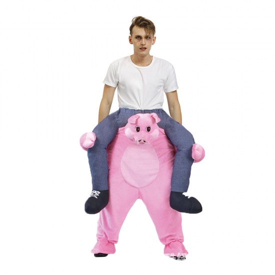 Piggy Back Carry Me Costume Pink Pig Ride on Halloween Christmas for Adult