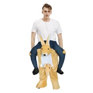Huckepack Trage mich Kostüm Gelbes Känguru Fahren auf Halloween Weihnachten zum Erwachsene