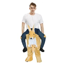 Piggy Back Carry Me Costume Yellow Kangaroo Ride on Halloween Christmas for Adult
