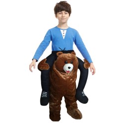 Piggy Back Carry Me Costume Brown Teddy Bear Ride on Halloween Christmas for Kids