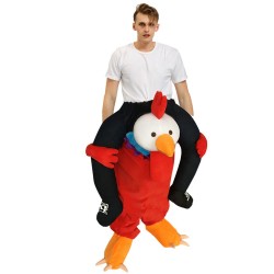 Piggy Back Carry Me Costume Red Chicken Ride on Halloween Christmas for Adult