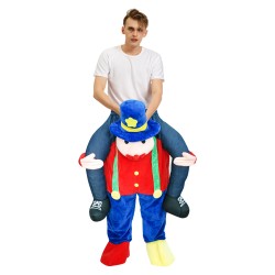 Piggy Back Carry Me Costume Clown with Blue Hat Ride on Halloween Christmas for Adult