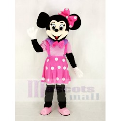 Cute Minnie Mouse in Pink Dress Mascot Costume Cartoon