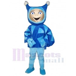 Heureux Elfe bleu Costume de mascotte Dessin animé