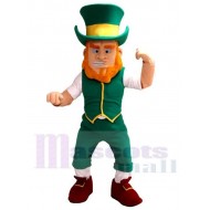 Magic Leprechaun Mascot Costume Cartoon in Green Vest