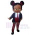 Black Boss Baby Girl Mascot Costume Cartoon in Suit