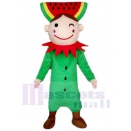 Mignonne Noël Elfe Costume de mascotte avec coiffe pastèque
