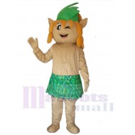 Elf Mascot Costume Cartoon in Leaf Skirt