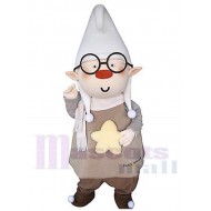 Elfe mignon Costume de mascotte Dessin animé avec des lunettes