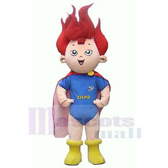 Niño elfo Traje de la mascota Dibujos animados Con cabello rojo