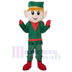 Optimiste Mignon Elfe de Noël vert Costume de mascotte Dessin animé