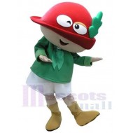 Mignonne petit elfe Costume de mascotte Dessin animé avec le chapeau rouge