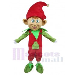 Drôle Elfe de Noël Costume de mascotte Dessin animé aux yeux verts
