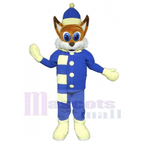 Noël bleu Elfe renard Costume de mascotte Dessin animé