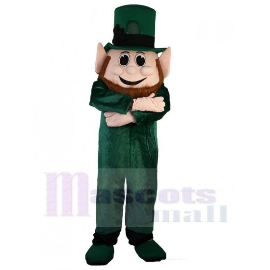 Elfo verde de barba marrón Traje de la mascota Dibujos animados
