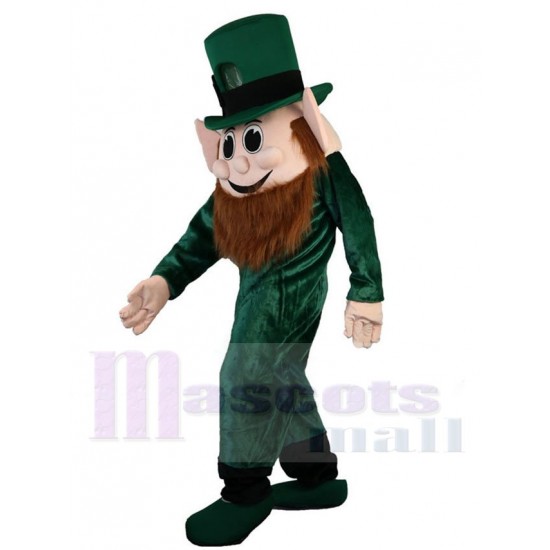 Elfo verde de barba marrón Traje de la mascota Dibujos animados
