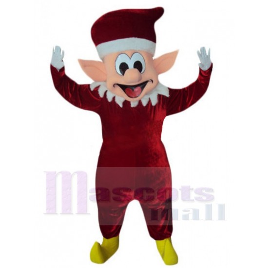 Rouge mignon Noël Elf Costume de mascotte Dessin animé