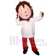 Boy Elf Mascot Costume Cartoon with Brown Hair