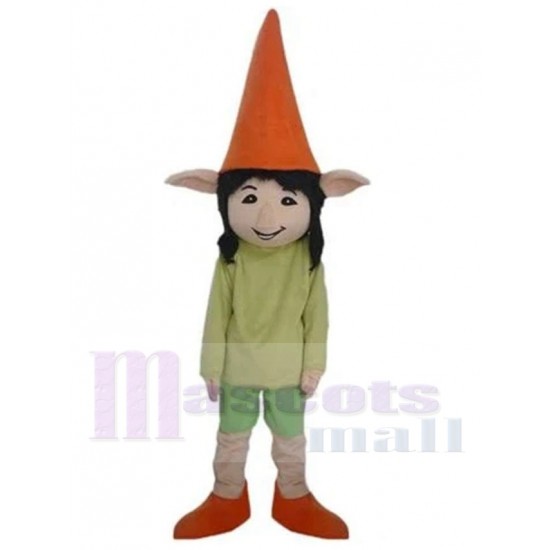 Elfe mignon Costume de mascotte Dessin animé avec chapeau triangulaire